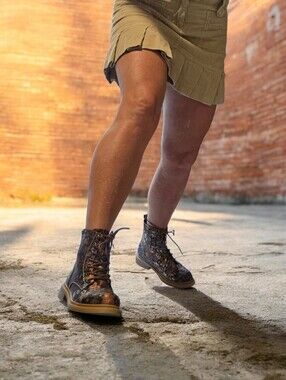 JJ Floral Lace Up Combat Boots Size 38 - 7.5